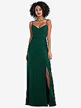 Front View Thumbnail - Hunter Green Tie-Back Cutout Maxi Dress with Front Slit