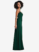 Side View Thumbnail - Hunter Green Tie-Back Cutout Maxi Dress with Front Slit