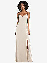 Front View Thumbnail - Oat Tie-Back Cutout Maxi Dress with Front Slit