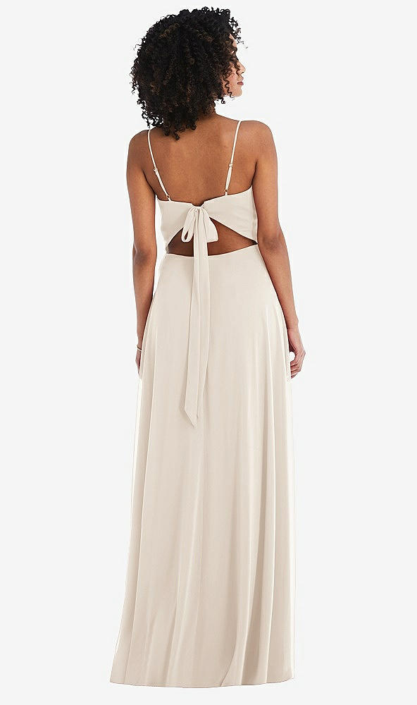 Back View - Oat Tie-Back Cutout Maxi Dress with Front Slit