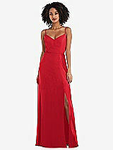 Front View Thumbnail - Parisian Red Tie-Back Cutout Maxi Dress with Front Slit