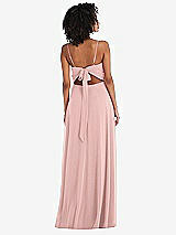 Rear View Thumbnail - Rose - PANTONE Rose Quartz Tie-Back Cutout Maxi Dress with Front Slit