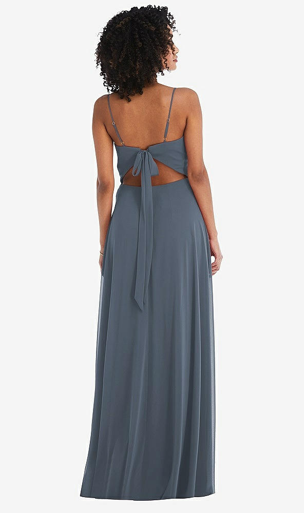 Back View - Silverstone Tie-Back Cutout Maxi Dress with Front Slit