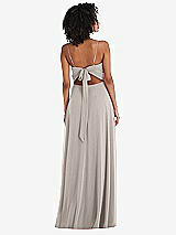Rear View Thumbnail - Taupe Tie-Back Cutout Maxi Dress with Front Slit