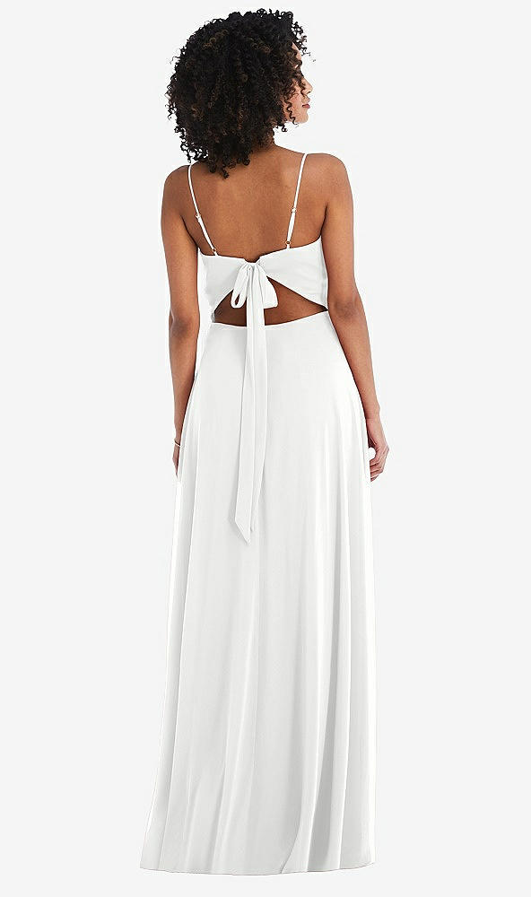 Back View - White Tie-Back Cutout Maxi Dress with Front Slit