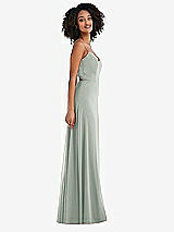 Side View Thumbnail - Willow Green Tie-Back Cutout Maxi Dress with Front Slit