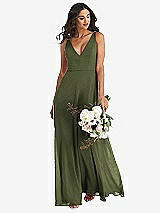 Alt View 1 Thumbnail - Olive Green Deep V-Neck Chiffon Maxi Dress