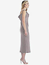 Side View Thumbnail - Cashmere Gray Asymmetrical One-Shoulder Cowl Midi Slip Dress