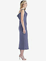 Side View Thumbnail - French Blue Asymmetrical One-Shoulder Cowl Midi Slip Dress