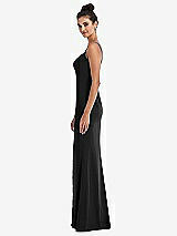 Side View Thumbnail - Black Notch Crepe Trumpet Gown with Front Slit