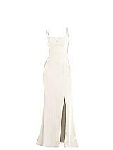 Alt View 1 Thumbnail - Ivory Notch Crepe Trumpet Gown with Front Slit