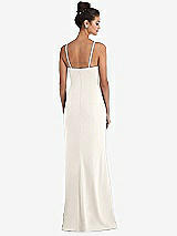 Rear View Thumbnail - Ivory Notch Crepe Trumpet Gown with Front Slit