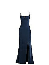Alt View 1 Thumbnail - Midnight Navy Notch Crepe Trumpet Gown with Front Slit