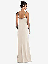 Rear View Thumbnail - Oat Notch Crepe Trumpet Gown with Front Slit