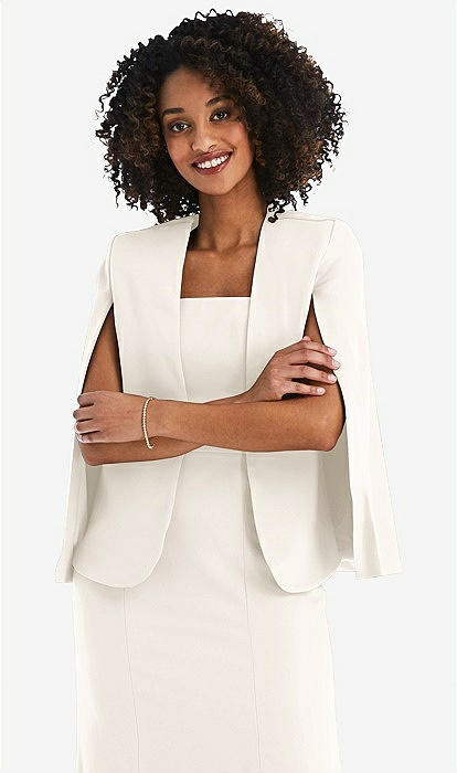 Open-front Split Sleeve Cape Jacket In Ivory | The Dessy Group