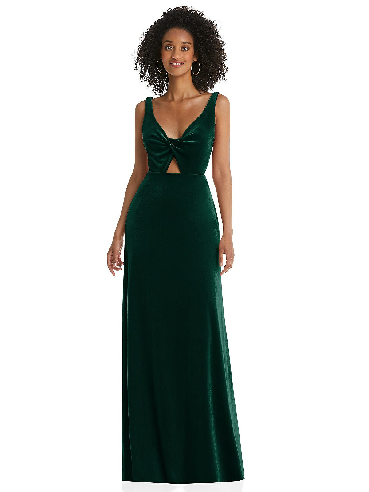 Twist Front Cutout Velvet Maxi Bridesmaid Dress - Cameron In