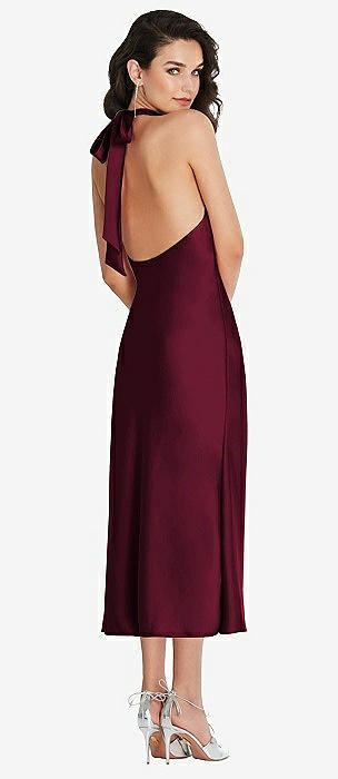 Scarf Tie High-Neck Halter Midi Slip Dress by Social Bridesmaid 8222  available in 29 colours