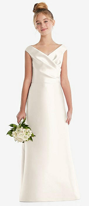 Adjustable Spaghetti Strap Satin Midi Junior Bridesmaid Dress In