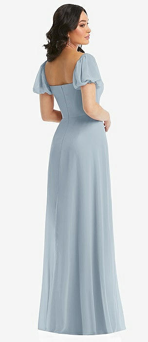 Dessy collection lux off shop the shoulder chiffon gown