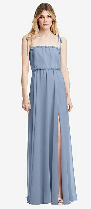 Split Sleeve Backless Chiffon Maxi Dress