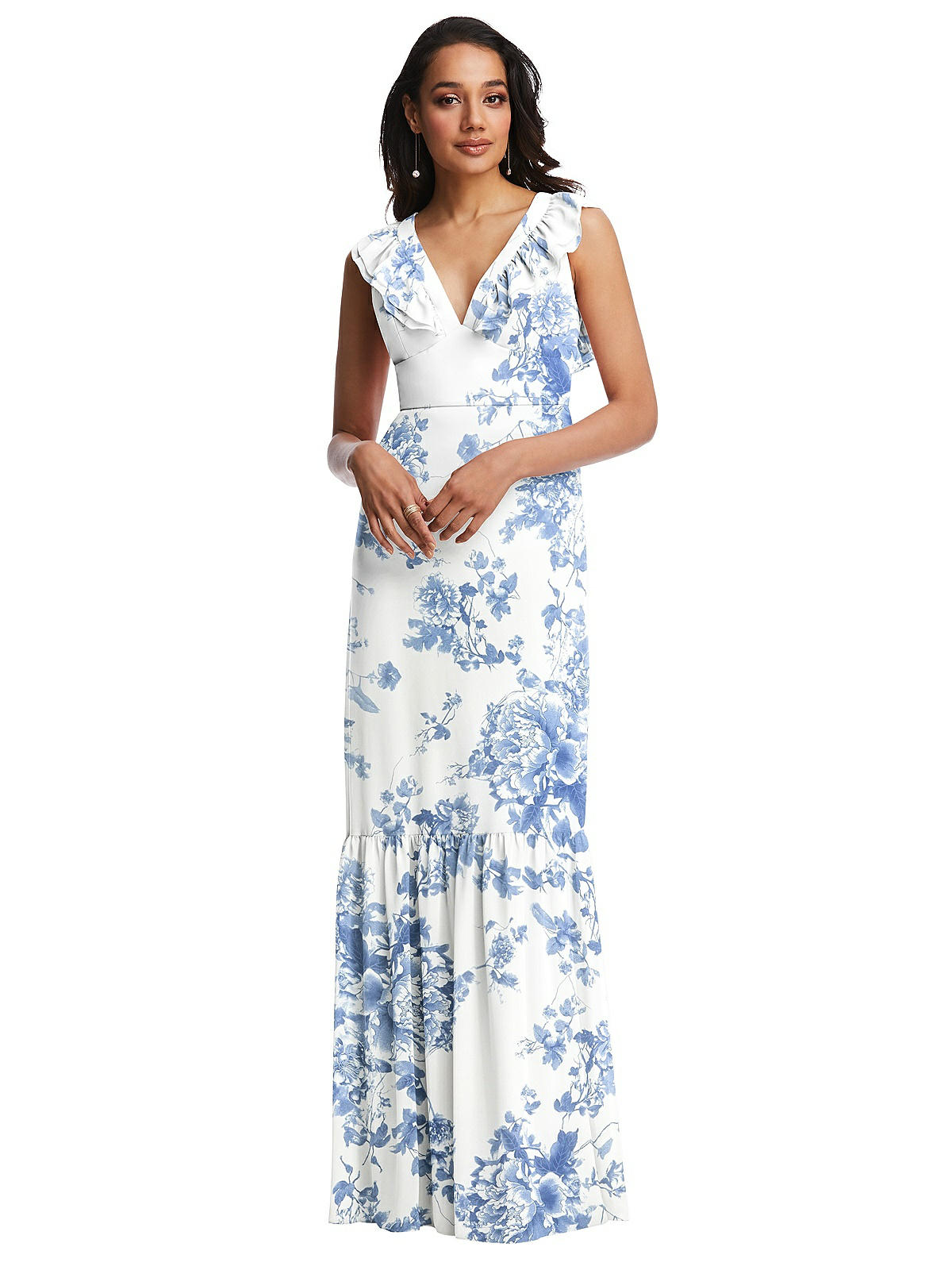 Sleeveless Bridesmaid Gown with Ruffles Dusk