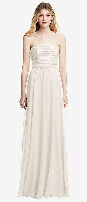 Short Chiffon Strapless Bridesmaid Gowns Ivory