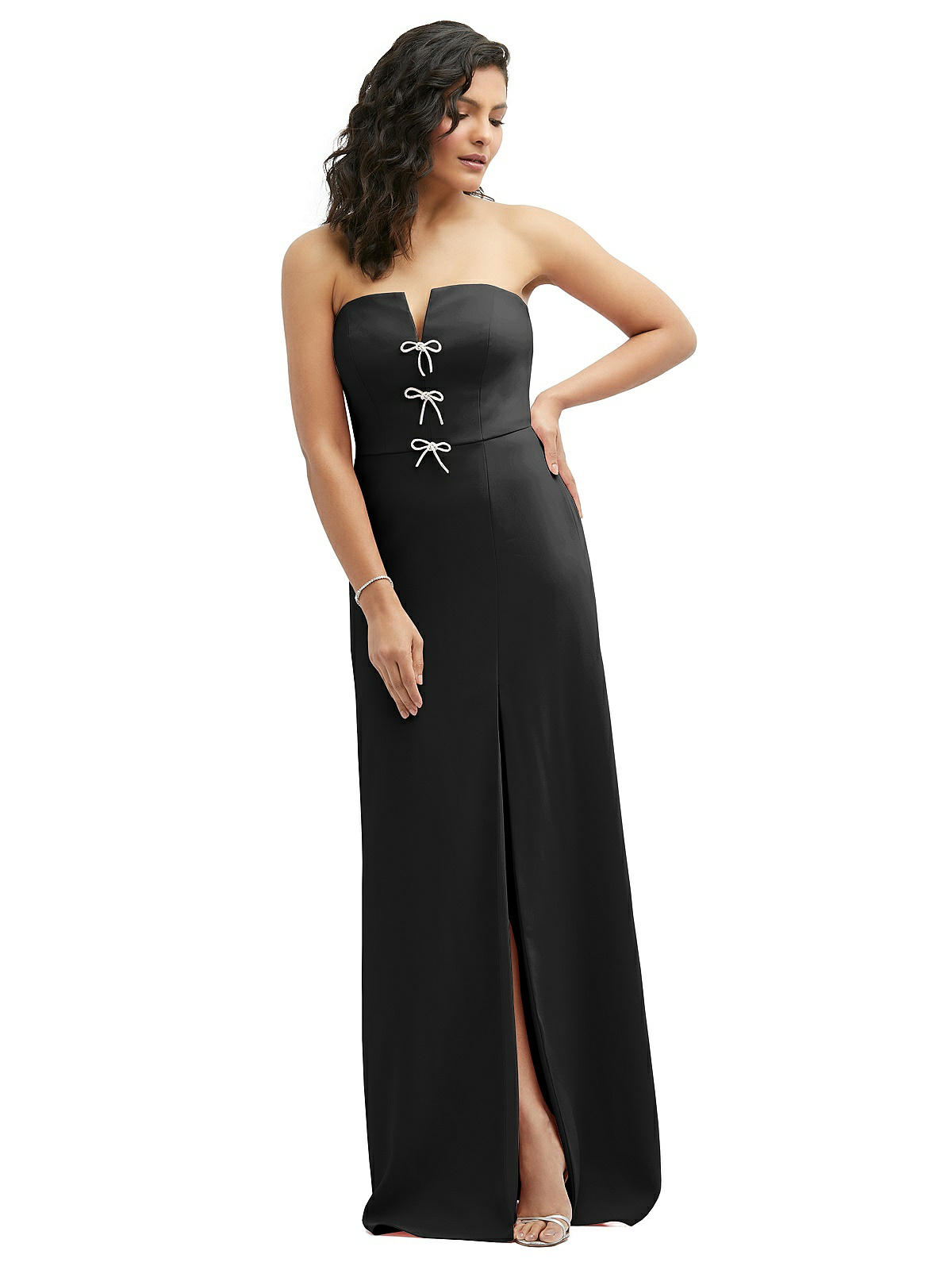 Strapless Notch-neck Crepe A-line Bridesmaid Dress With