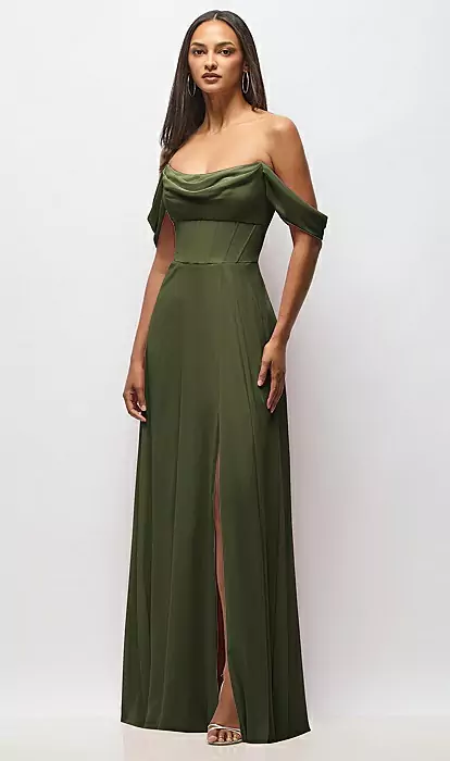 silk laundry green dress Gothic Forest Green Ball Gown with Textured Ruffle Accents main image 0