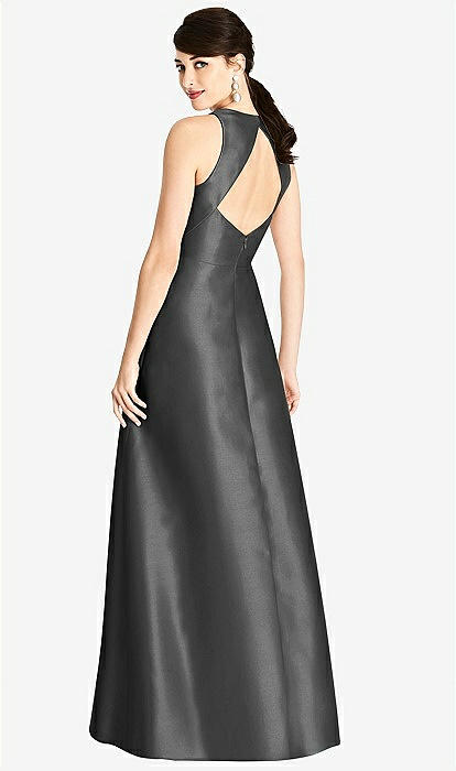 Sleeveless Open-back Satin A-line Bridesmaid Dress In Pewter | The