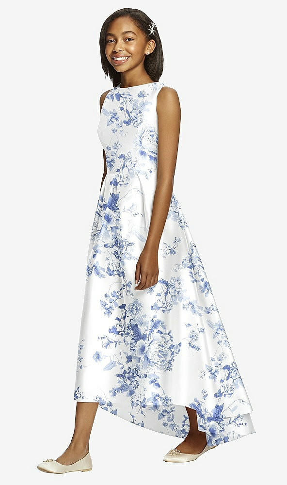 Floral Bateau Neck Highlow Junior Bridesmaid Dress With Pockets In