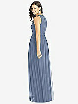 Shirred Skirt Jewel Neck Halter Bridesmaid Dress With Front Slit