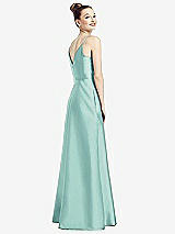 Rear View Thumbnail - Coastal Draped Wrap Satin Maxi Dress with Pockets
