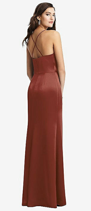 Cowl-Neck Spaghetti Strap Maxi Jumpsuit with Pockets