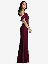 One-shoulder Draped Cuff Maxi Bridesmaid Dress With Front Slit In ...