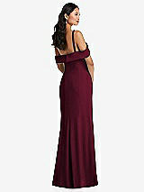 One-shoulder Draped Cuff Maxi Bridesmaid Dress With Front Slit In ...
