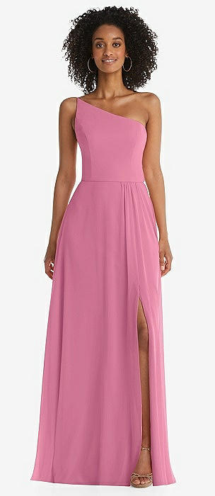 Orchid Pink Front Slit Bridesmaid Dresses