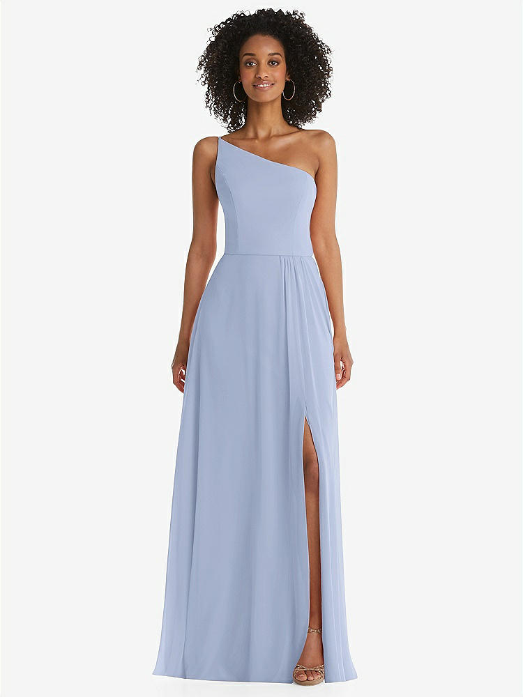 Draped In Dessy One-shoulder The Dress Group Cabernet Bridesmaid | Maxi Cowl-neck