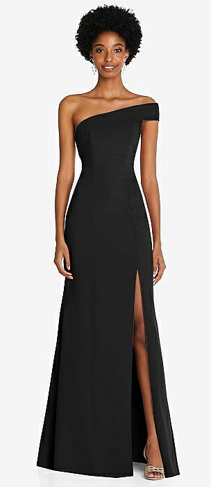 Black one shop shoulder bridesmaid dress