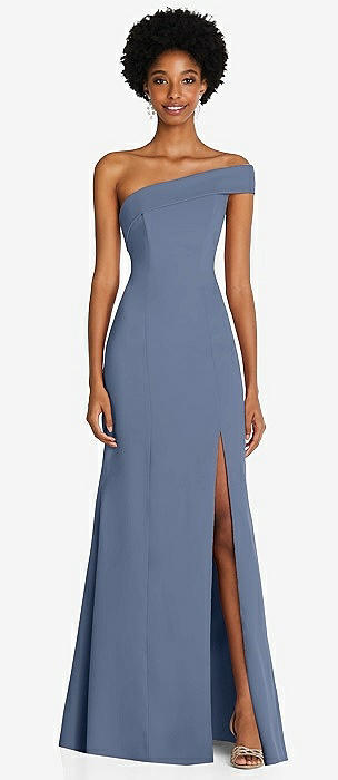 After Six Larkspur Blue One Shoulder Bridesmaid Dresses