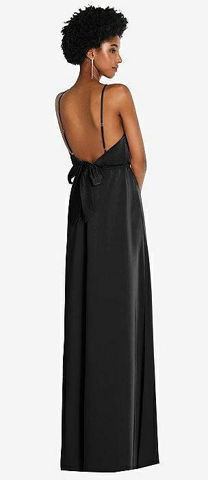 Crepe Semi Stitched Straight Gown Black