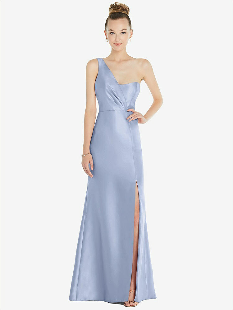 One-shoulder Draped Cowl-neck Maxi Bridesmaid Dress In Cabernet | The Dessy  Group