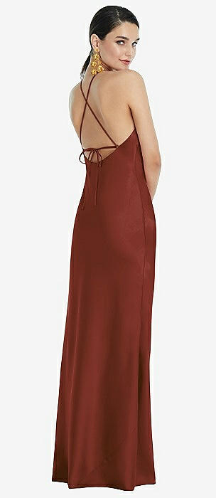 Diamond Halter Bias Maxi Slip Dress with Convertible Straps by Lovely  Bridesmaid LB041