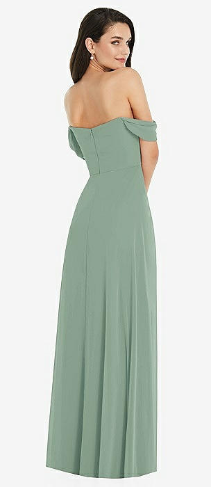 Dessy collection lux off hotsell the shoulder chiffon gown