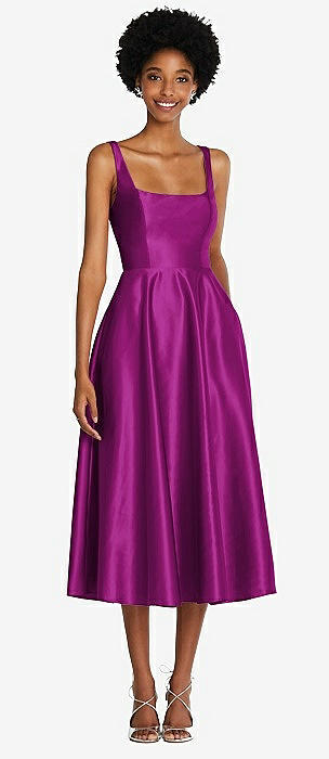 Plum tea length outlet dress