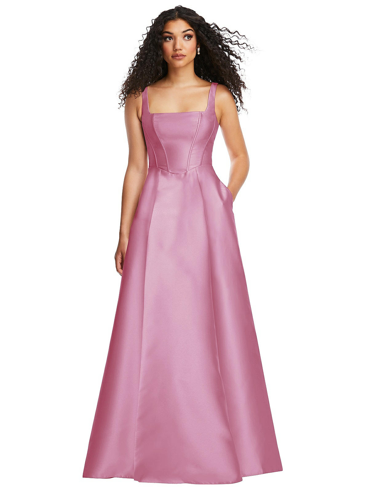 Boned Corset Closed-back Satin Bridesmaid Dress With Full Skirt And ...