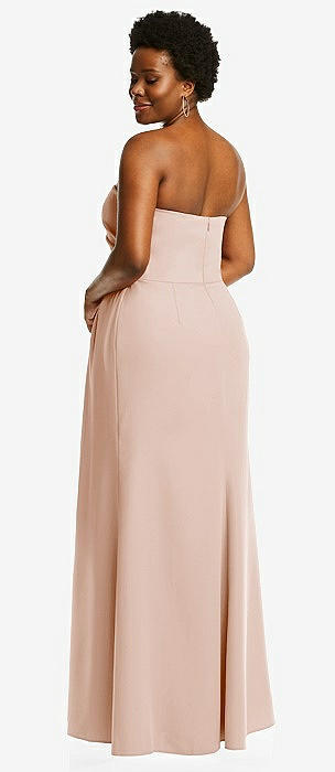 Cuffed Strapless Maxi Dress with Front Slit