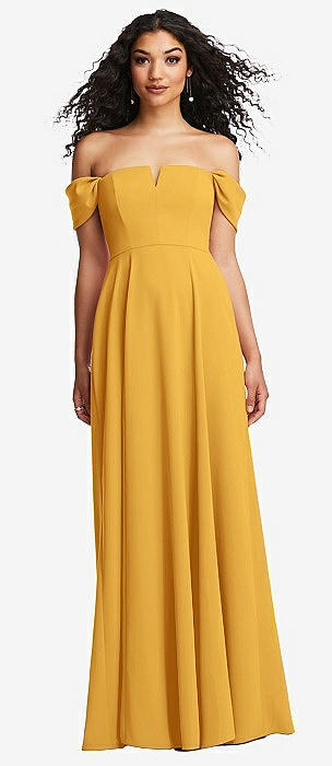 Dessy off the 2024 shoulder crepe gown