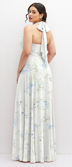 Strapless Pink Floral Organdy Midi Bridesmaid Dress In Penelope Floral  Print