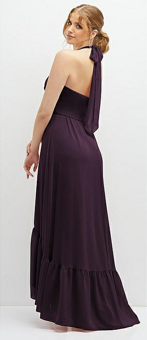 Dessy Group Illusion Plunge Neck Shirred Maxi Dress - TH105 Bridesmaid Dress