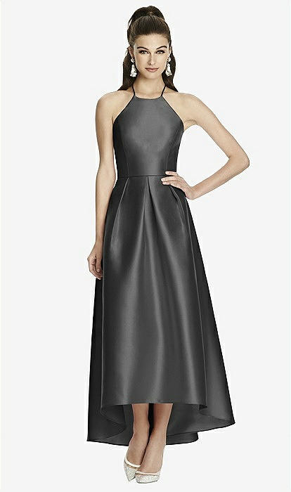 Alfred sung high low best sale satin twill cocktail dress